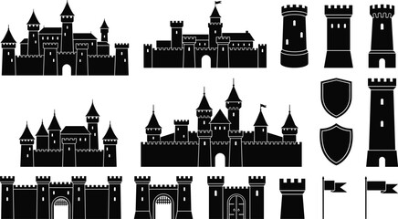 Black and white of various church buildings and architectural chapel cathedral steeple © MSTMOMOTAJ