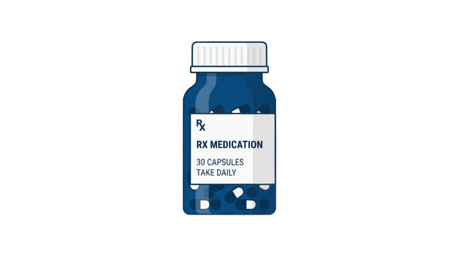 A blue pill bottle with a white label and cap on transparent background hantavirus pulmonary syndrome, hps