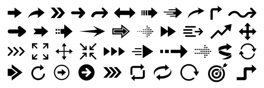 Black arrow icon set. Simple black arrow icon set pointing to the right, pointer symbols
