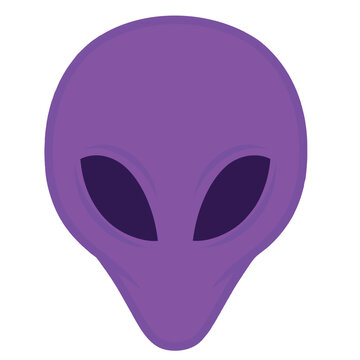 Minimalist purple alien head icon isolated on white background.