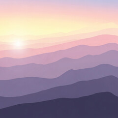Obraz premium Scenic mountain landscape background with a soft purple and pink pastel gradient sunset or sunrise..