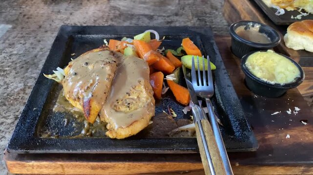 chicken stake with vegetables