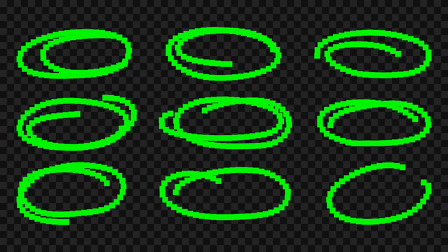 Pixelated scribble ovals and circles to highlight text for y2k design