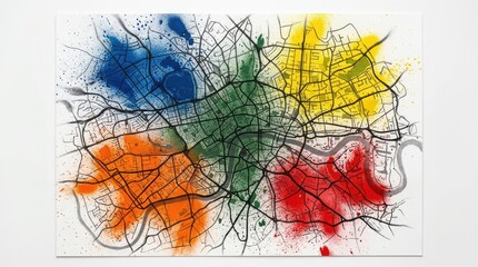 Obraz premium Abstract Map With Vibrant Color Sections