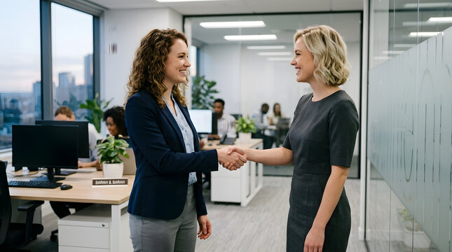 The director of the business lady praises the employee for a good job.
