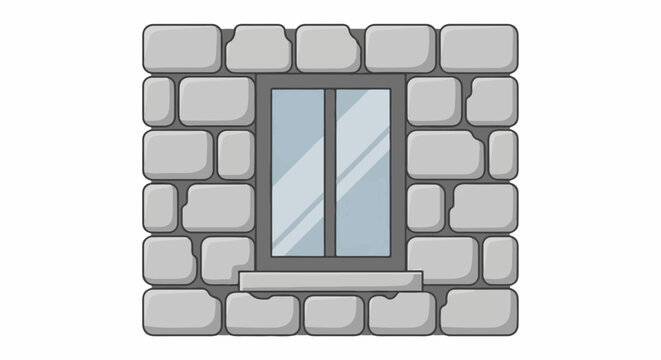 Stylized stone wall with a simple window and sill
