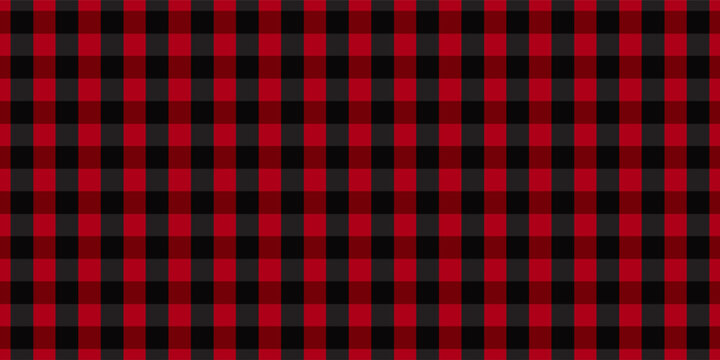Red Black Lumberjack plaid seamless pattern. Texture for plaid, tablecloths, clothes, shirts, dresses, paper, bedding, blankets, quilts and other textile products. Vector EPS 10