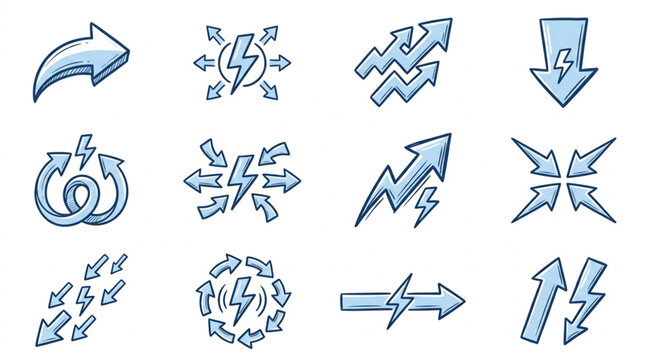 Set of directional and trend arrow icons.