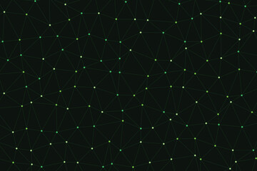 Dark green polygonal mesh with interconnected nodes network connections geometric © Solaiman77