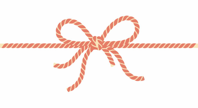 A festive coral and cream twisted rope forms a bow centered horizontally