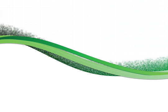 Green halftone wave with square pixelation effect on white background, abstract texture