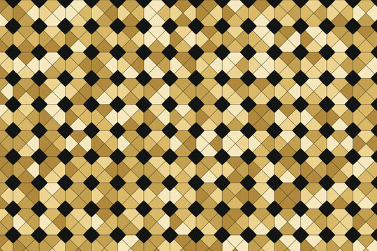 Geometric pattern of octagons and diamonds in gold and black tones