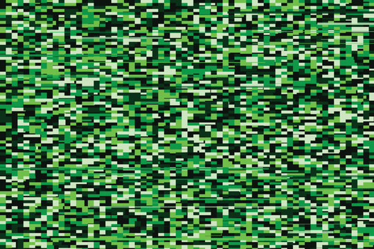 Green digital static noise with random pixelation and visual distortion pattern green static