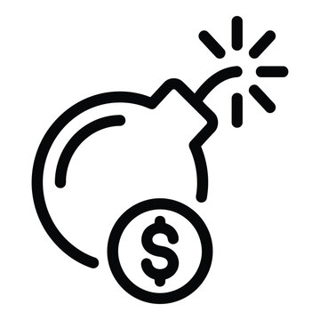 Exploding bomb with dollar sign illustrating financial risk, economic crisis, or investment danger concept