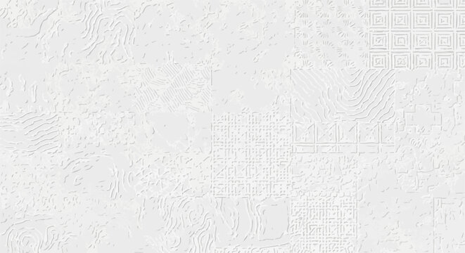 Monochromatic textured background with abstract embossed geometric and organic patterns