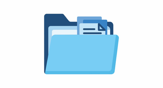 Open folder with documents and blue tabs