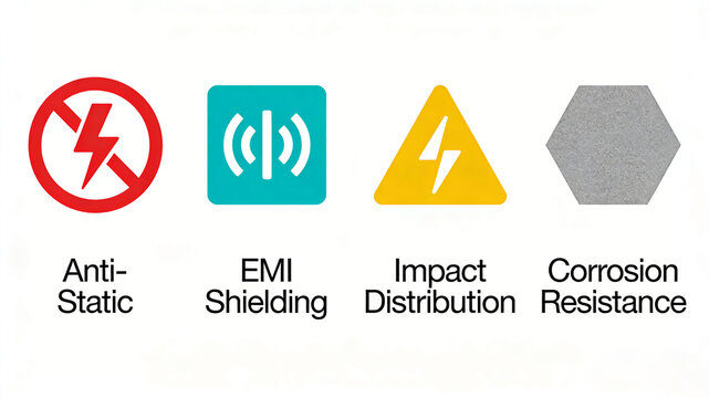 Anti static identification, electromagnetic shielding, impact distribution and corrosion-resistant texture, industrial protection characteristics, suitable for promoting electronic chemical protective