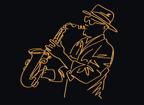 Jazz sax player vector illustration