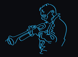 Jazz trumpet player vector illustration © mauromod
