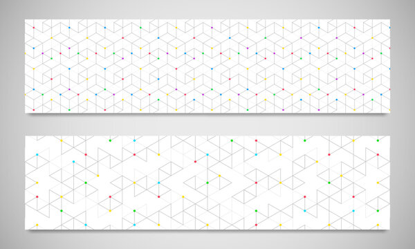 Graphic design element for web page or banner with abstract vector background with a seamless pattern of simple geometric shapes. Stylish vector texture