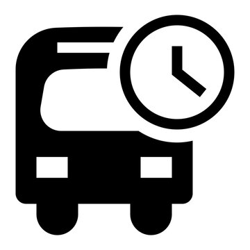 Bus Delay Solid Icon, Transport Traffic, Schedule Waiting