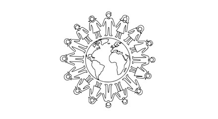 Fototapeta premium Diverse People Holding Hands Around Globe, Unity and Global Connection Concept