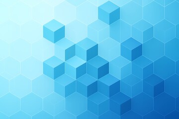 Fototapeta premium A3d abstract background, featuring a pattern, of light blue, cubes arranged in, a hexagonal grid, with soft gradients, and depth of, field effects