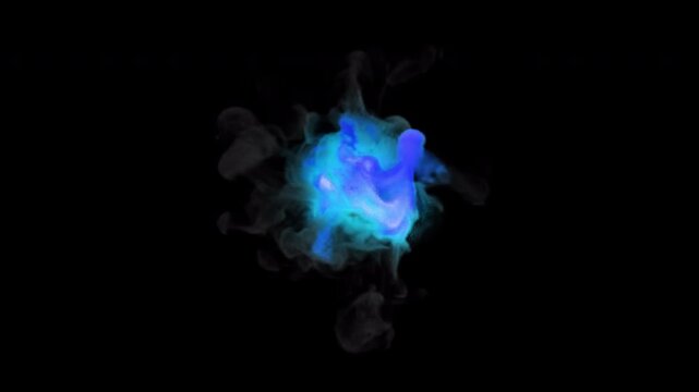 Blue Magical Smoke Burst MOV with Alpha Channel Transparent Background