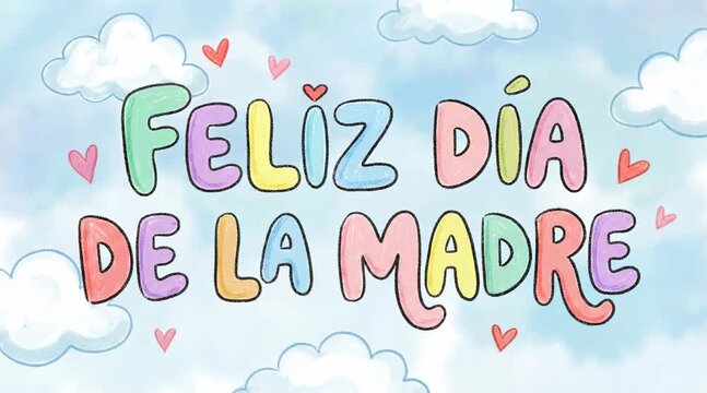 Feliz Dia De La Madre Greeting Card With Pastel Hearts And Joyful Lettering