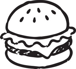Cheeseburger Line Illustration © Gugum