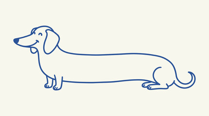 Fototapeta premium Elongated dachshund puppy resting in a whimsical naive doodle style, hand drawn sketch illustration of a cute canine pet, minimalist vector art piece featuring a funny domestic animal.