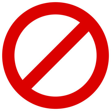 S&iacute;mbolo de prohibici&oacute;n rojo aislado, icono de prohibido o no permitido sobre fondo transparente.