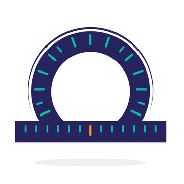 Stylized circular protractor icon for technical measurement and design.
