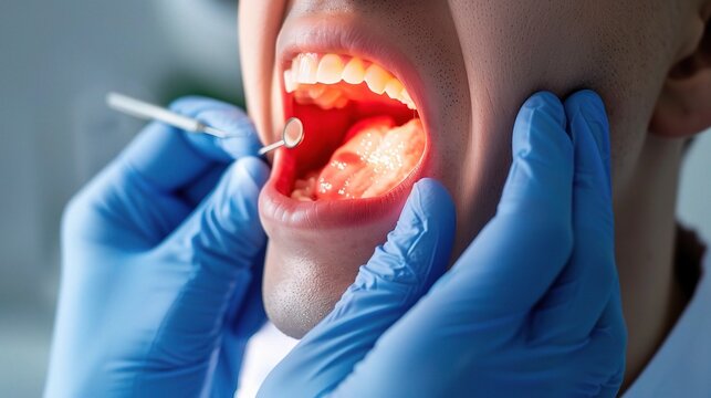 Oral Cancer: malignant lesion inside oral cavity with endoscopic screening, biopsy diagnosis and comprehensive treatment for stomatology teaching and clinical medical illustration