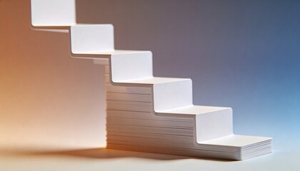 Fototapeta premium Card blocks staircase rising for growth, achievement and ambition