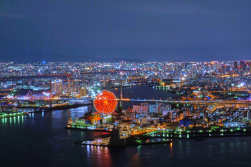 Fototapeta premium コスモタワーから望む大阪ベイエリアの華やかな夜景
