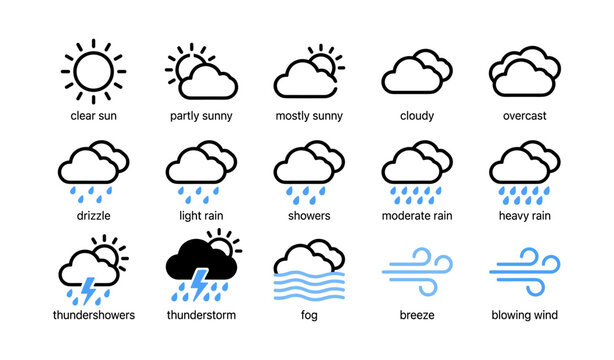 Day weather icons showing sun and cloud symbols on grid