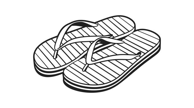 Flipflop illustration with striped pattern and black outline on white background