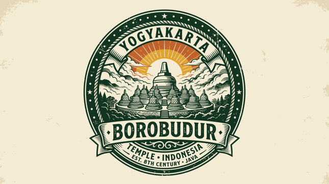 Borobudur temple emblem design illustrating landmark heritage