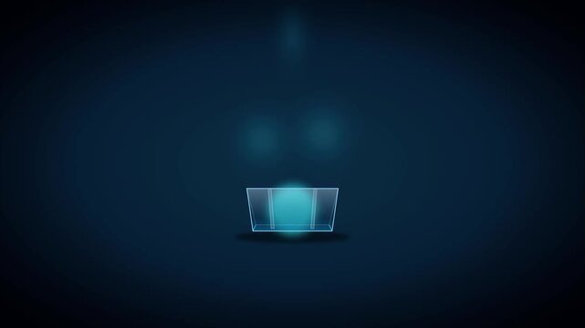 Futuristic treasure chest blue holographic glow gaming ui loot unlock