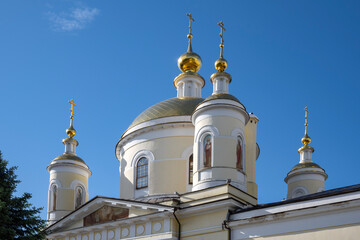 The domes of the ancient Trinity Cathedral is close-up. Podolsk, Moscow region, Russia © Anna