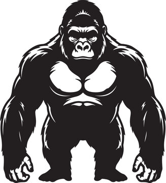 A muscular gorilla standing with a fierce expression