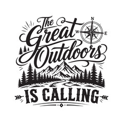 Obraz premium Classic Wilderness Camping SVG Design with Adventure Quote Mountain Landscape and Camp Tent