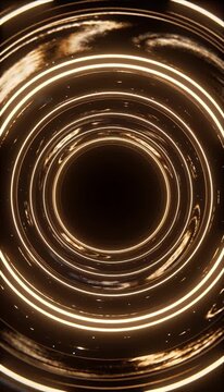 Liquid Gold Abstract liquid gold energy ring tunnel swirling dark space, luminous circular vortex circle pattern glowing softly with elegant futuristic motion and cosmic depth swirl, dynamic shine
