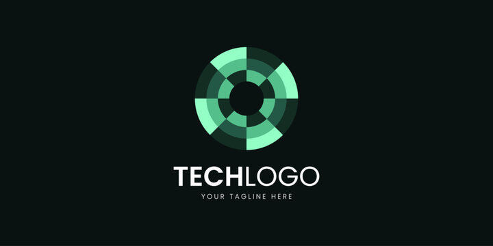 Abstract Tech Green Segments Circle Logo Template