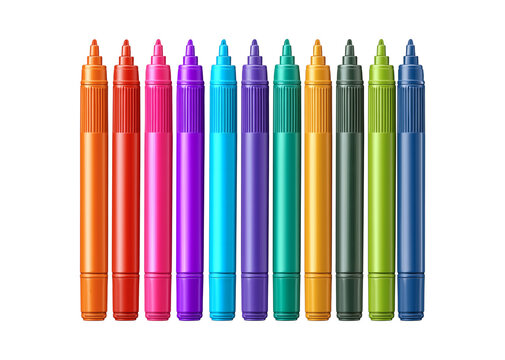 Set of vibrant felt tip pens and colorful art markers for creative drawing projects