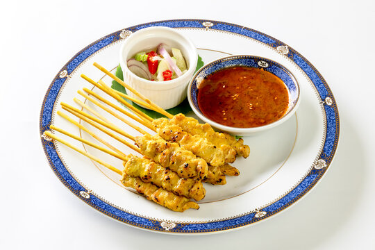 Pork satay - Grilled pork served with peanut sauce or sweet and sour sauce - Asian food style