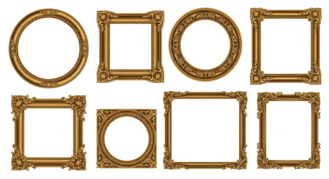 Collection of ornate gold picture frames