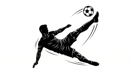 Fototapeta premium Silhouette of Soccer Player Performing Bicycle Kick