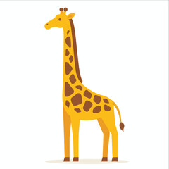 Obraz premium Cartoon giraffe standing isolated on a white background.